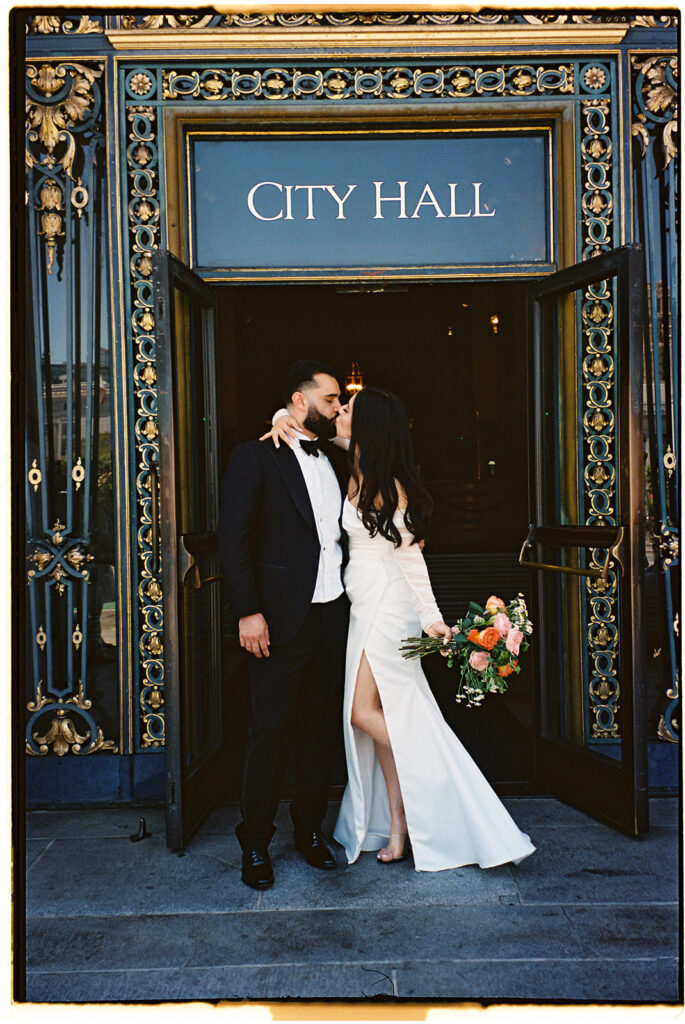 city hall elopement photos on film