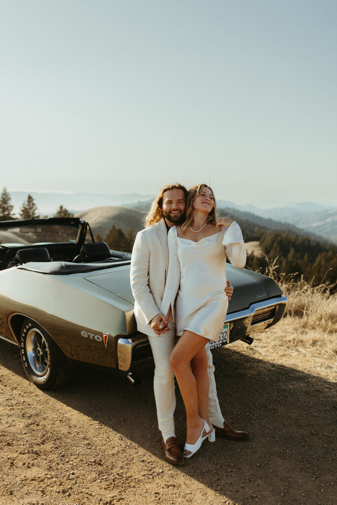 vintage car engagement photoshoot in Northern California