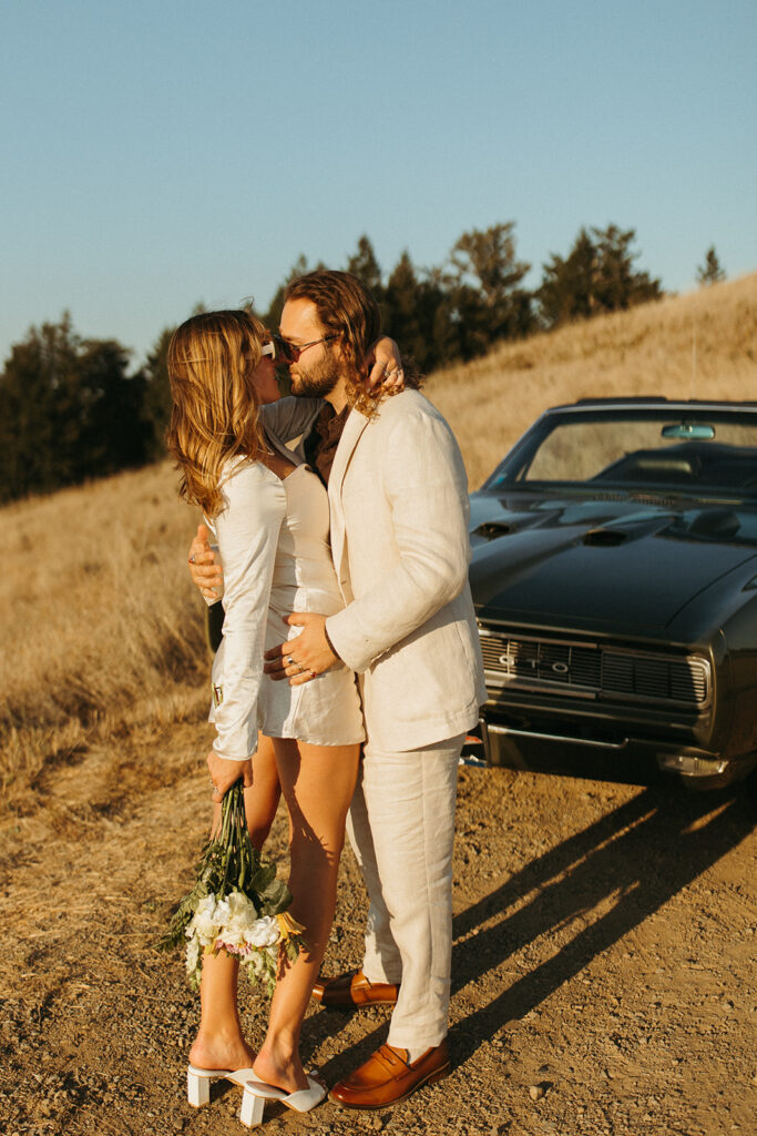 vintage car engagement photoshoot in Northern California